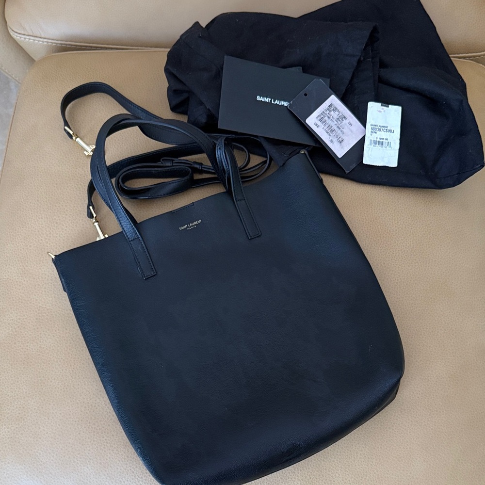 YSL Saint Laurent Classic Black Tote with removable strap